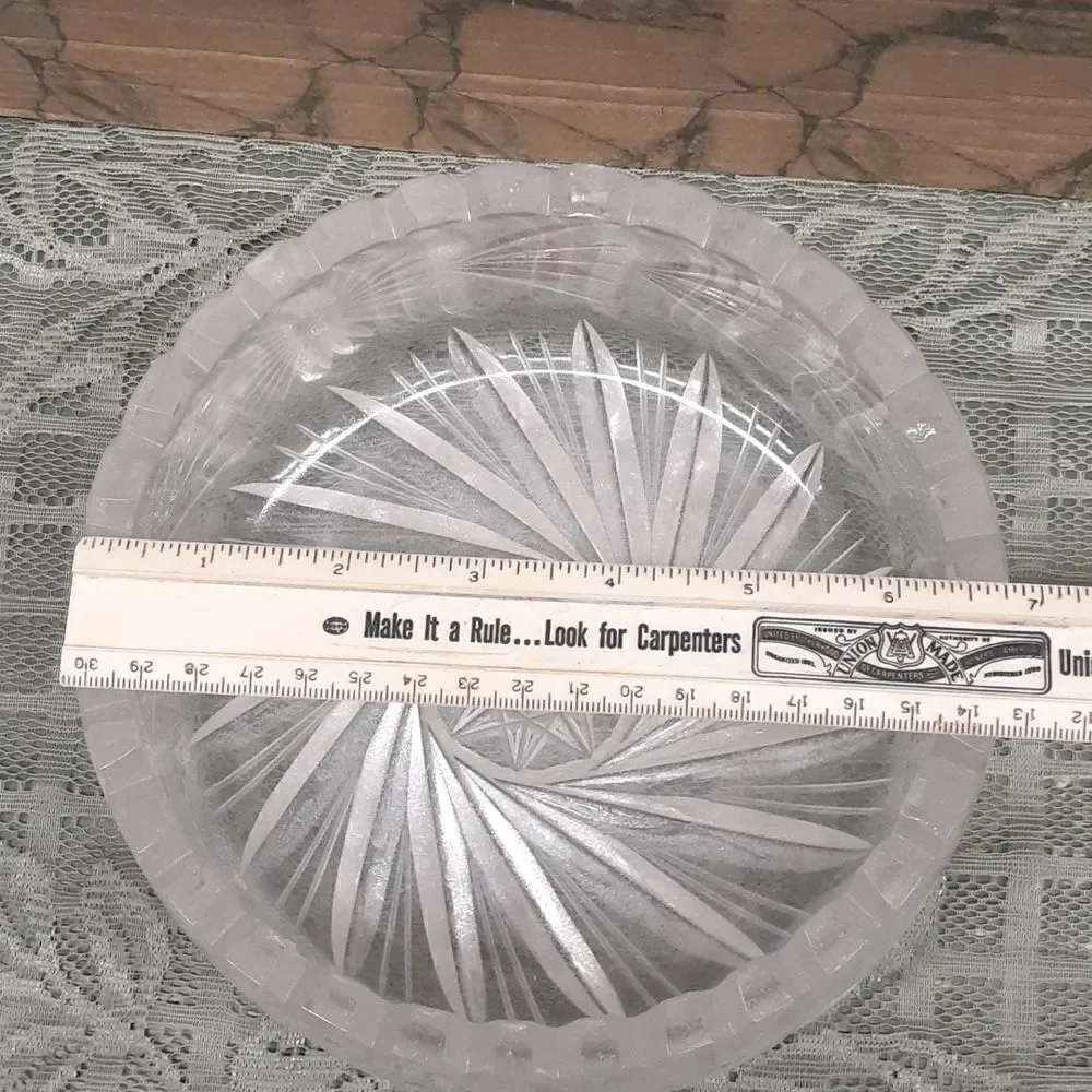 Elegant Heavy Cut Glass‎ sawtooth rim 7